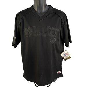New Mens Stitches Philadelphia Phillies Black Baseball Jersey Size Medium (Read)